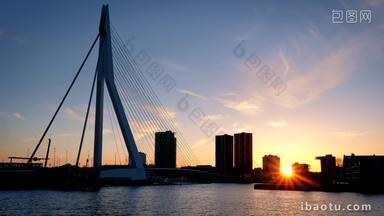 鹿特丹公约荷兰伊拉斯谟斯大桥风景